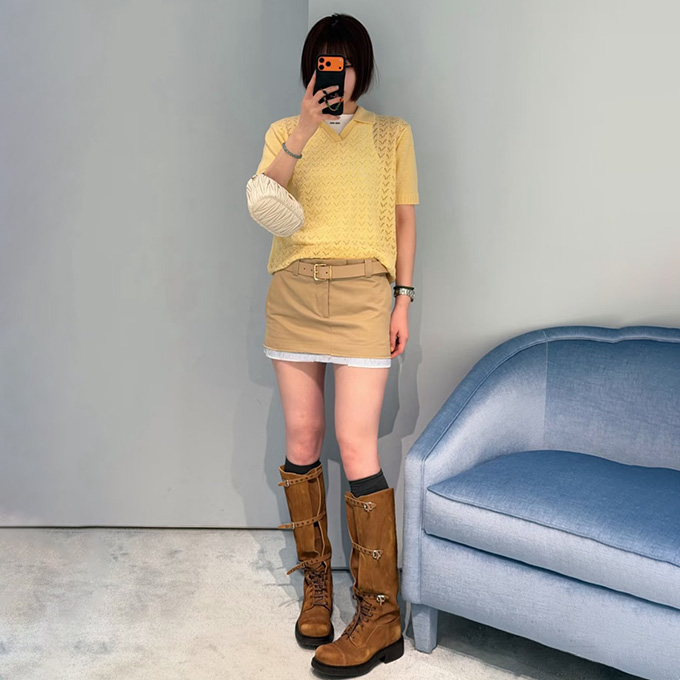 9A+ quality miu miu eyelet knit polo t-shirt